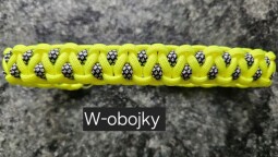 Sada obojku a vodítka - barva žlutá neon + stříbrná diamant 