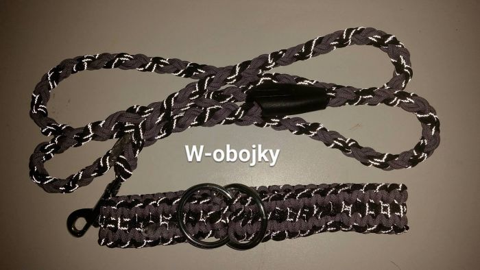 Sada - Vodítko + obojek - reflexní černá a žraločí