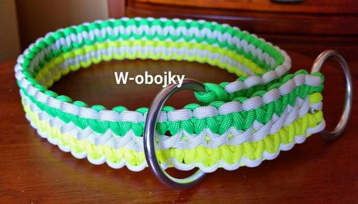 Stahovací obojek - šířka 4 cm, délka výpletu 55 cm + 2x kroužek průměr 5cm