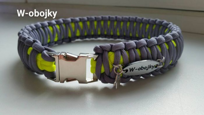 Sada vodítko + obojek v barvách Žraločí a Žlutá neon