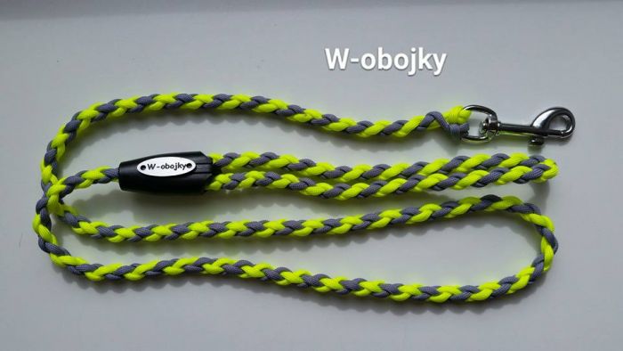 Sada vodítko + obojek v barvách Žraločí a Žlutá neon