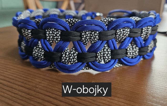 Obojek polostahovací v kombinaci modrá, černá a stříbrný Diamant 