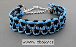 Polostahovací obojek černo-modro-šedý diamant